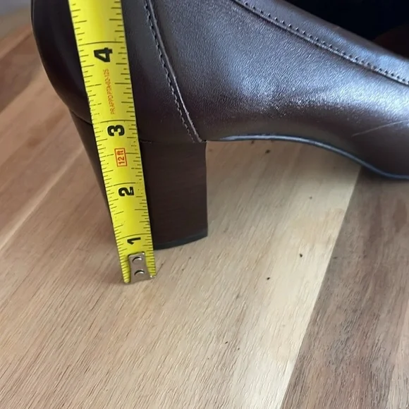 Antonio Melani Brown Leather Square Toe Loafers with block heel   9.5 M - Picture 9 of 9